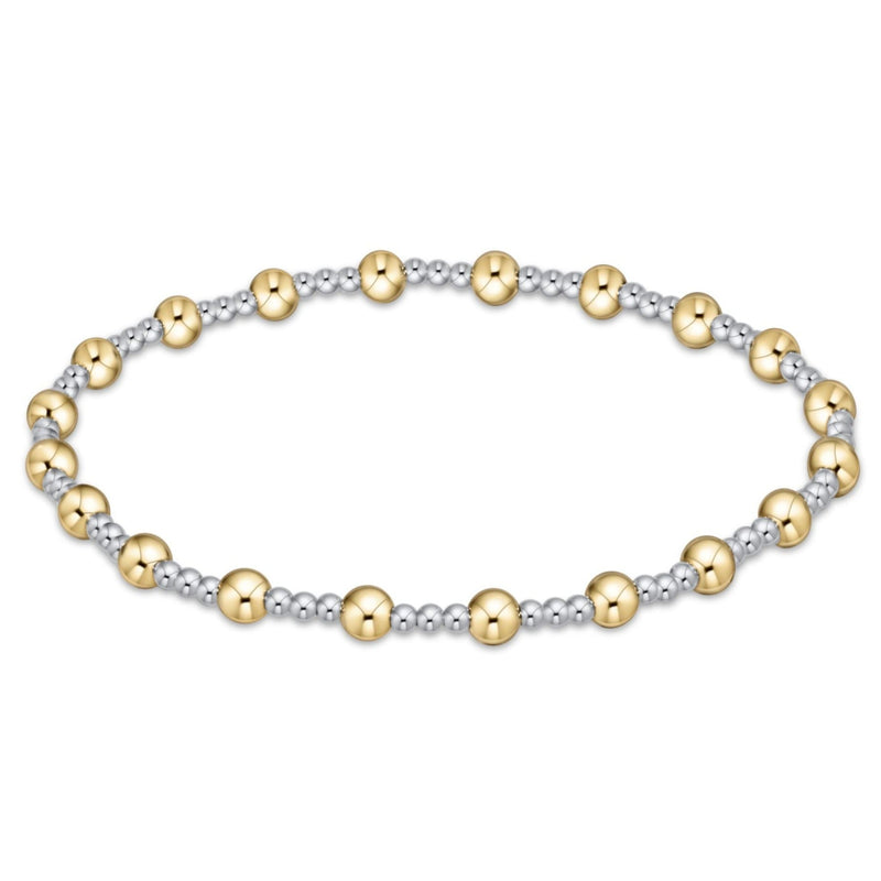 Classic Sincerity Pattern 4mm Bead Bracelet - Mixed Metal