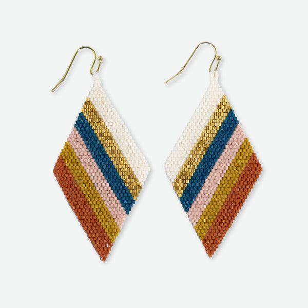 Frida Diagonal Uniform Striped Beaded Earrings Desert