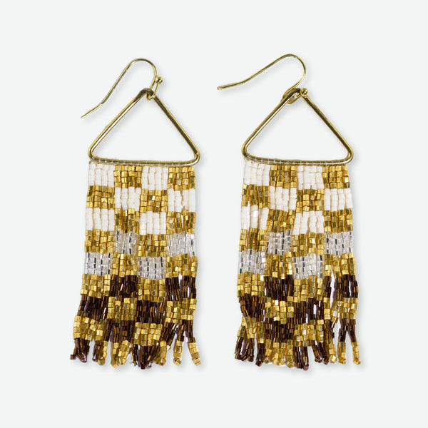 Paige Ombre Luxe Bead Fringe Earrings Mixed Metalic