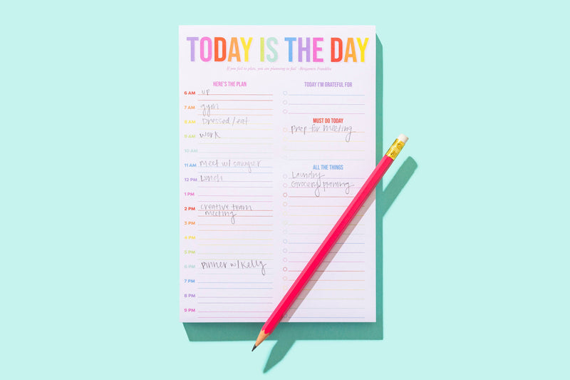 Daily Planner Notepad - "Today is the Day" - 100 Sheets