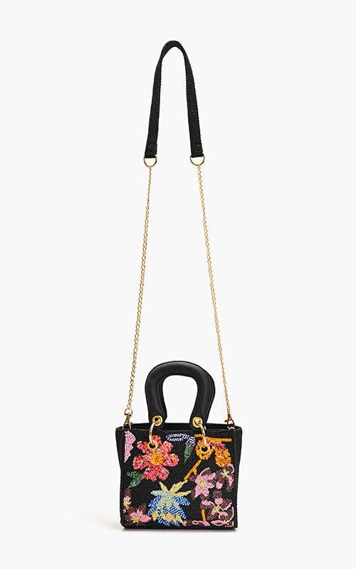 Midnight Floral Embellished Mini Evening Bag