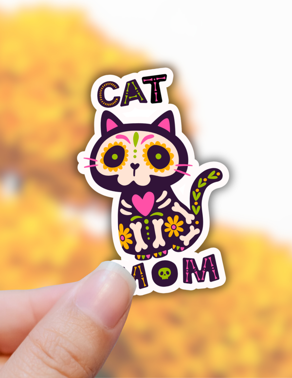 Cat mom sticker, dia de muertos,mexican decal,laptop