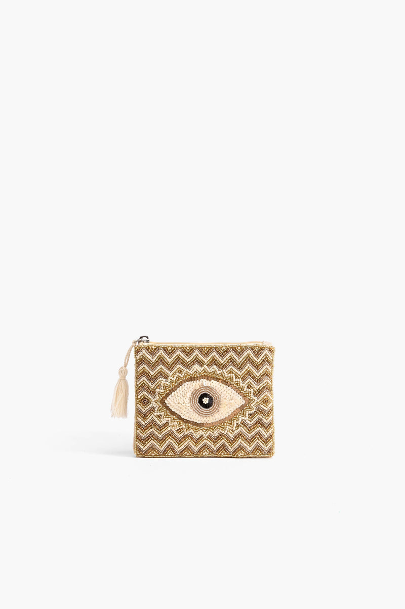 Embellished Evil Eye Coin Bag - Pink