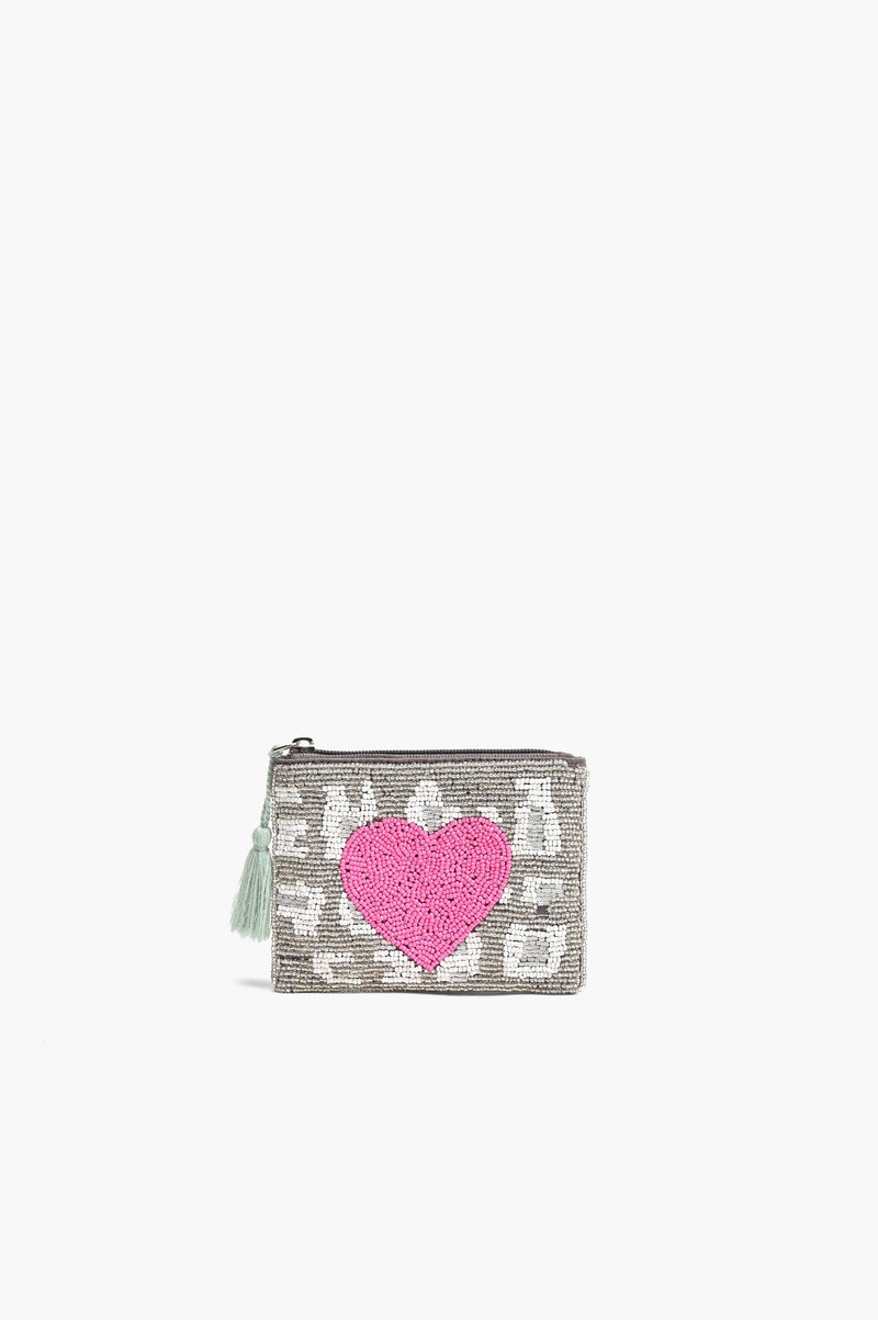 All the Love Coin Bag - Black & White w/ Turquoise Heart