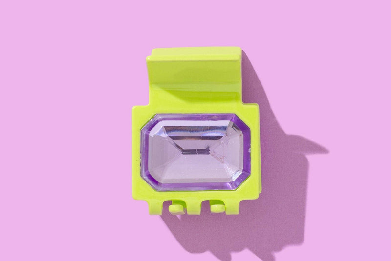 Claw Hair Clip - Small - Green w/ Purple Emerald Gemstones