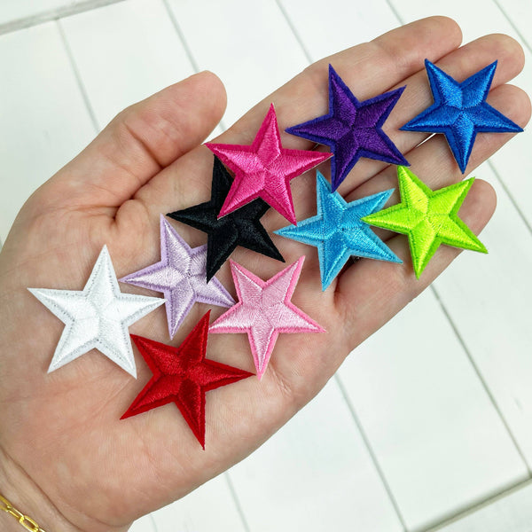 Small Colored Stars Iron On Patches: Light Purple