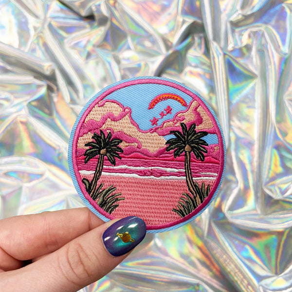 Pink Beach Embroidered Patch