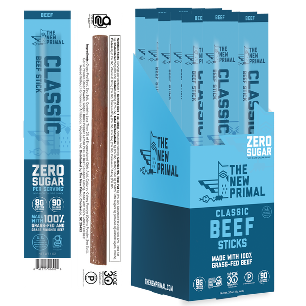 Classic 100% Grass-Fed Beef Meat Sticks, Zero Sugar