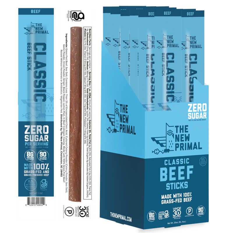 Classic 100% Grass-Fed Beef Meat Sticks, Zero Sugar
