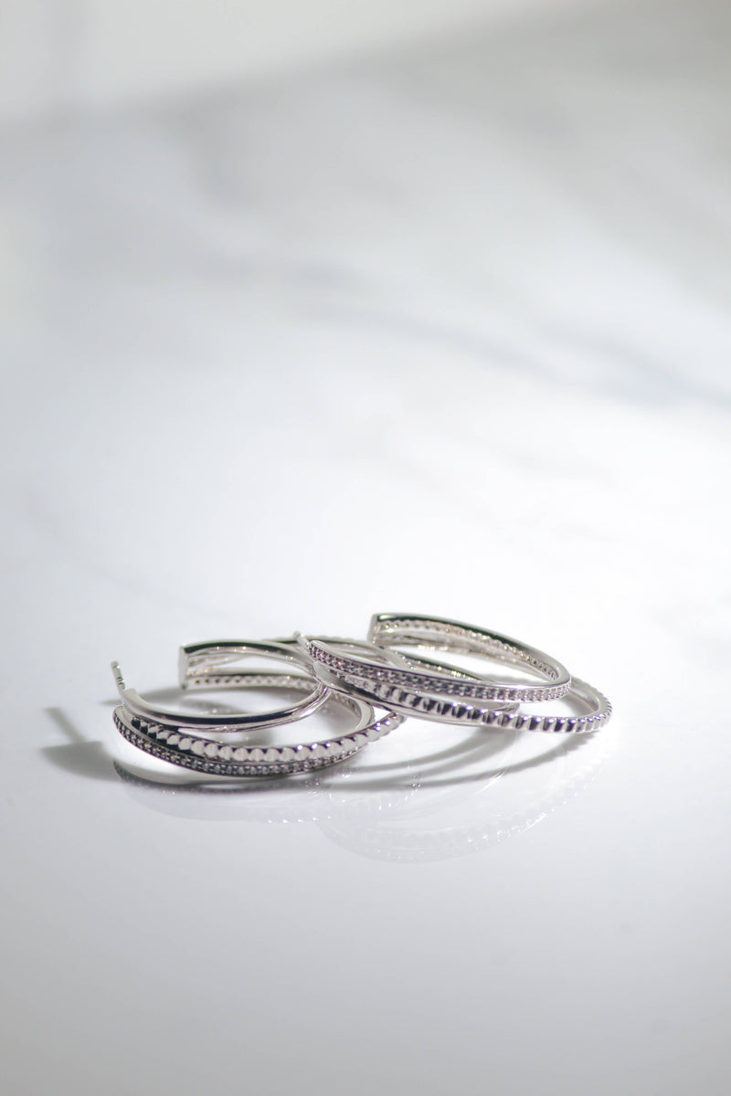 TRIPLE THREAT HOOPS- STERLING SILVER