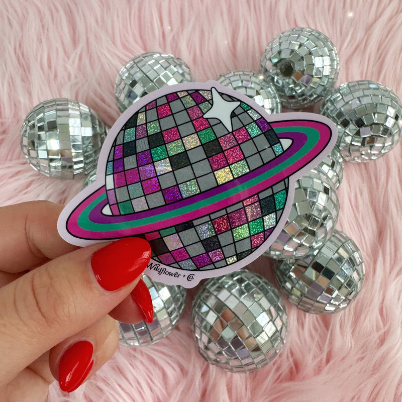 Planet Disco Glitter Sticker