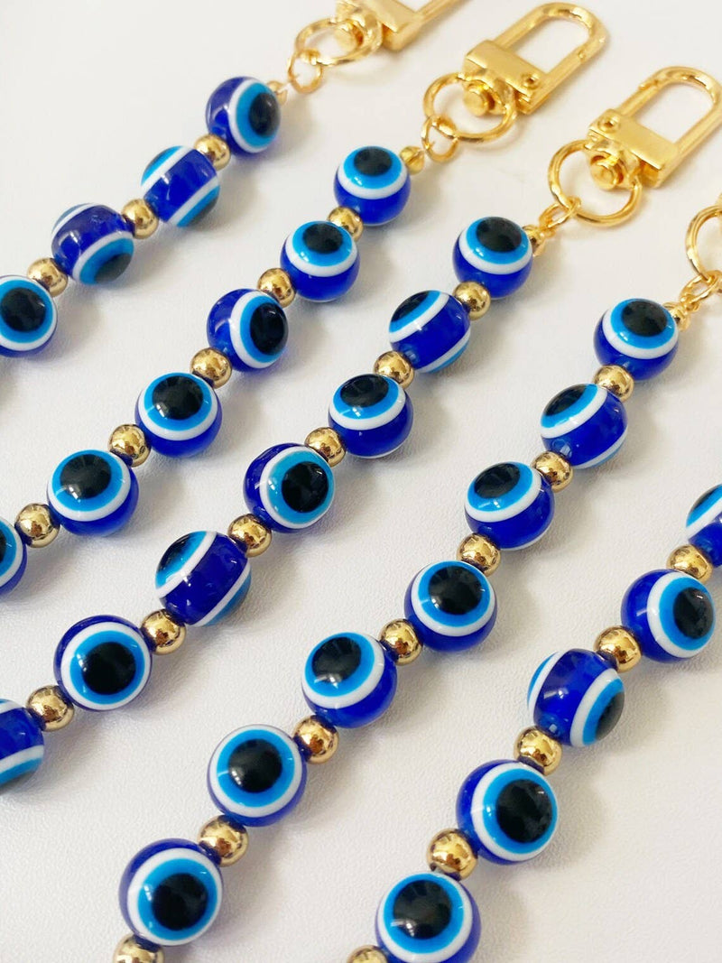 Evil Eye Beaded Swivel Keychain Clip