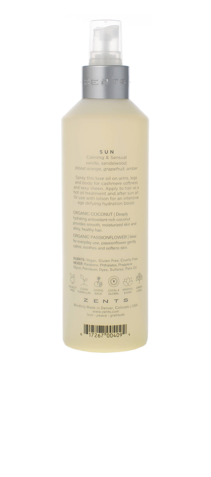 Sun, ZENTS Luminous & Moisturizing Cashmere Body Oil