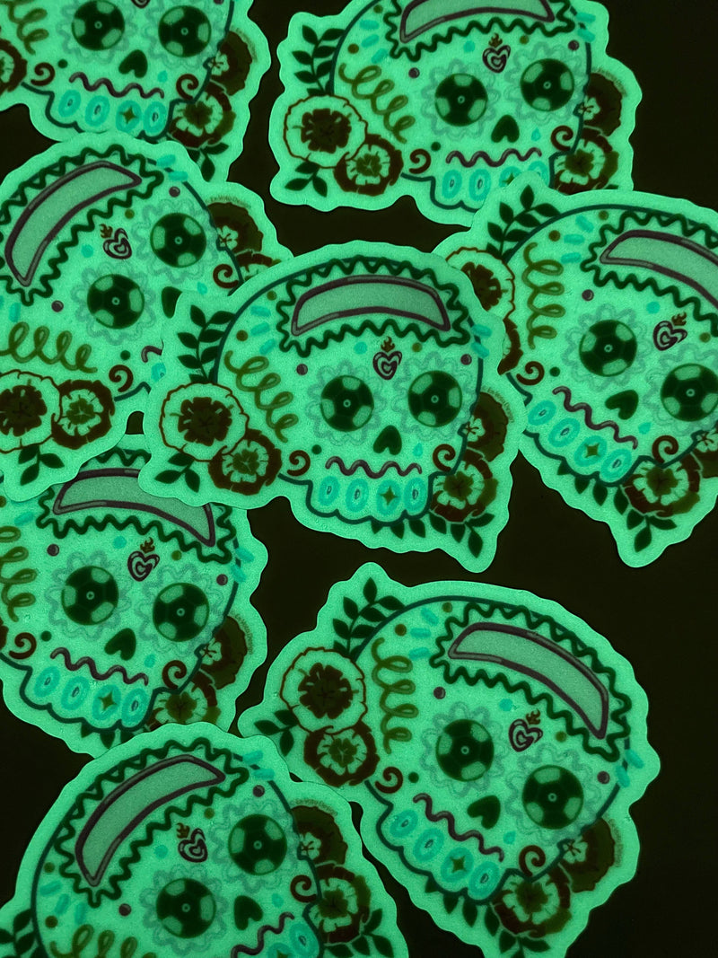 SUGAR SKULL Glow in the dark sticker