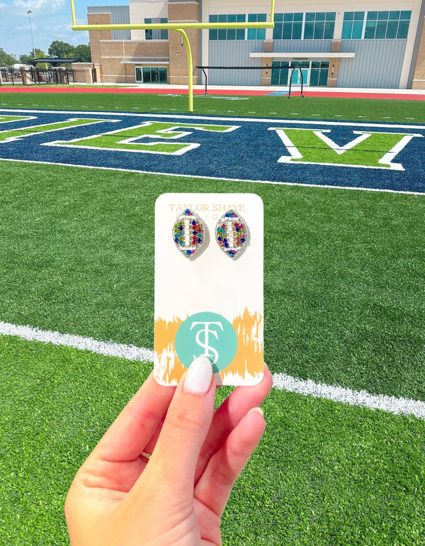 Beaded Rainbow Football Studs