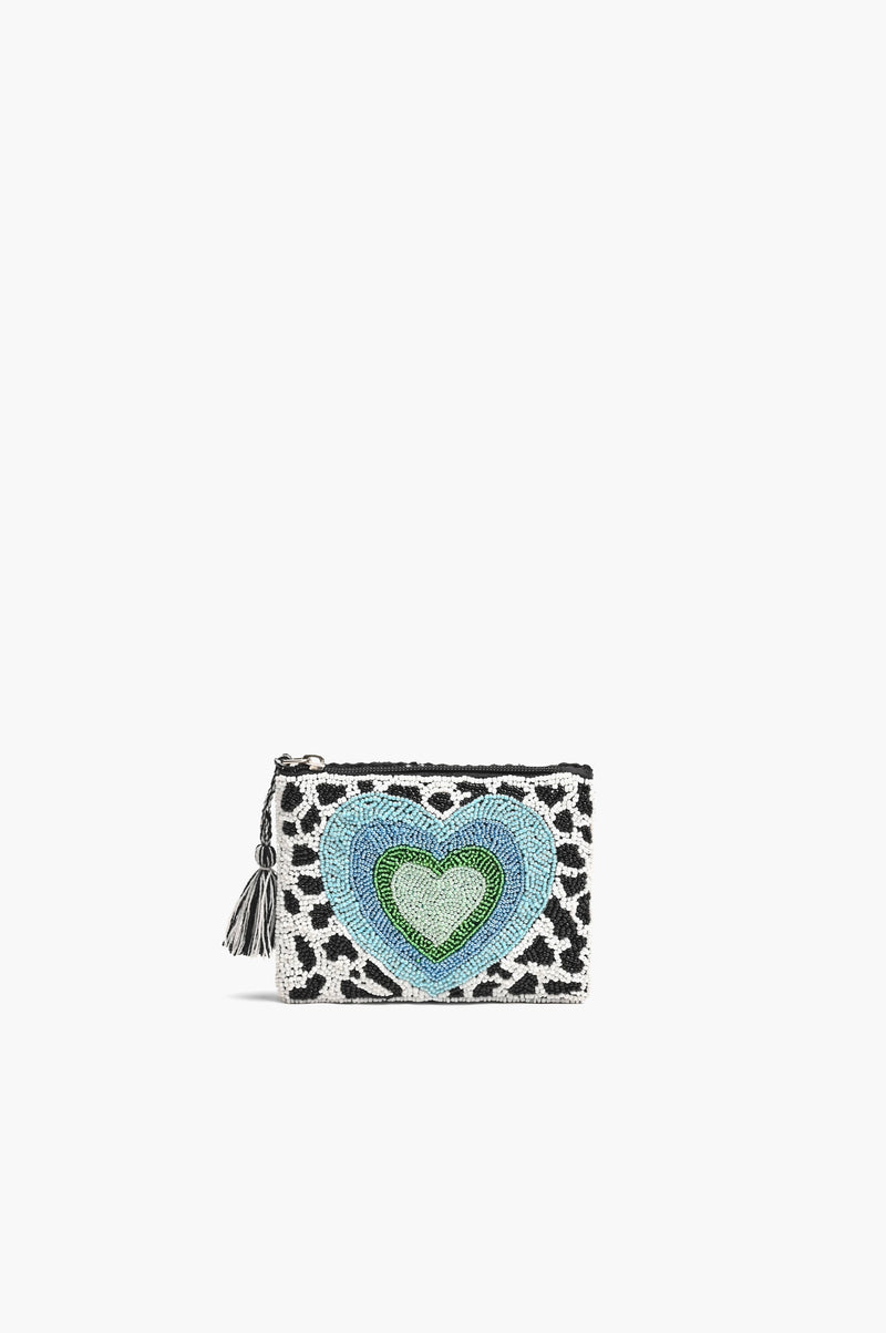 All the Love Coin Bag - Grey Leopard with Heart