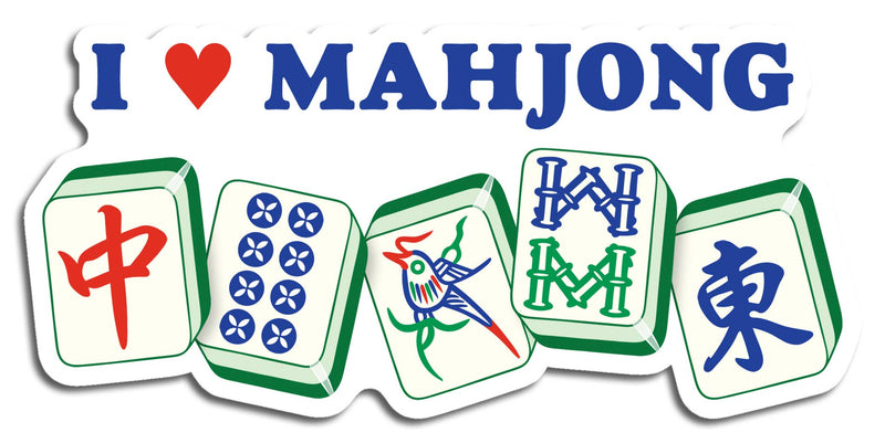 I Heart Mahjong Die Cut Sticker