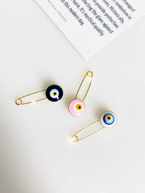 Evil Eye Protection Pin Brooch Minimalistic Handpaint