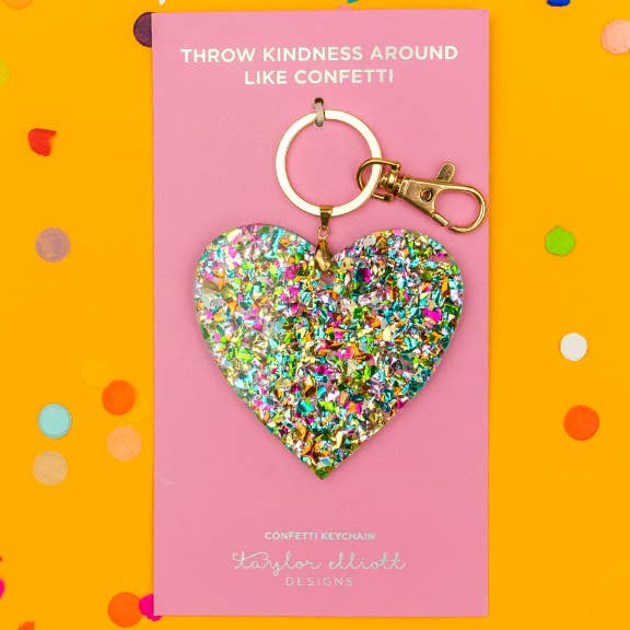 Confetti Acrylic Heart Keychain - Valentine's Day!