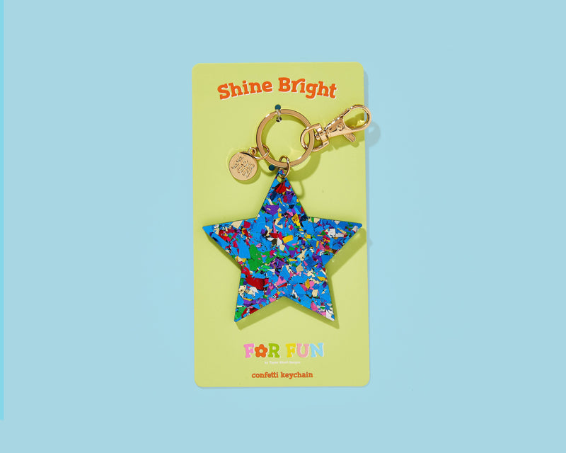 FOR FUN - Keychain - Star - Blue Confetti – Mi Vida Uvalde