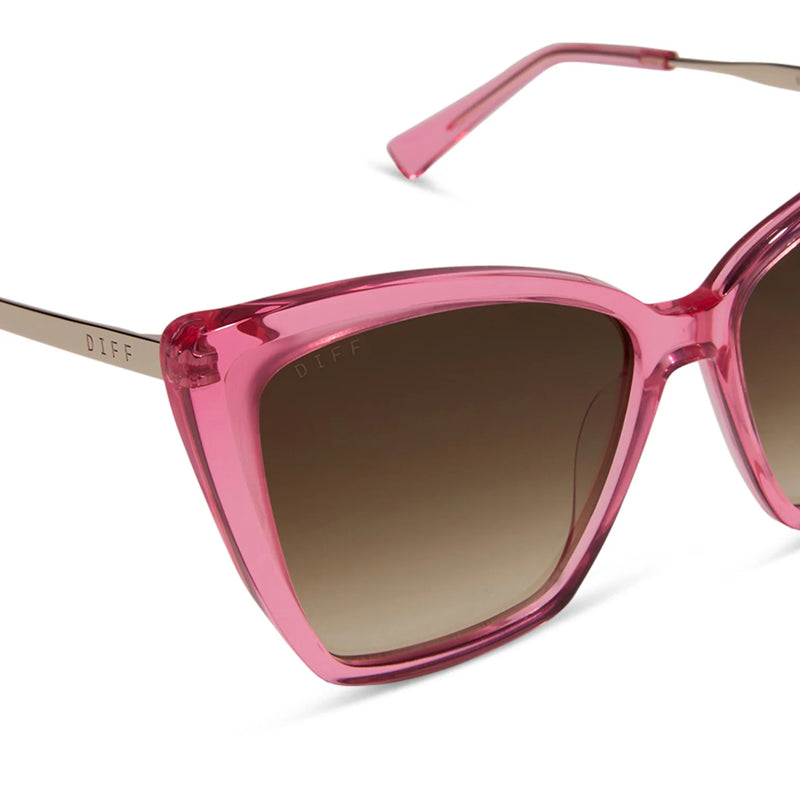 Becky II Candy Pink Crystal  Brown Gradient Sunglasses