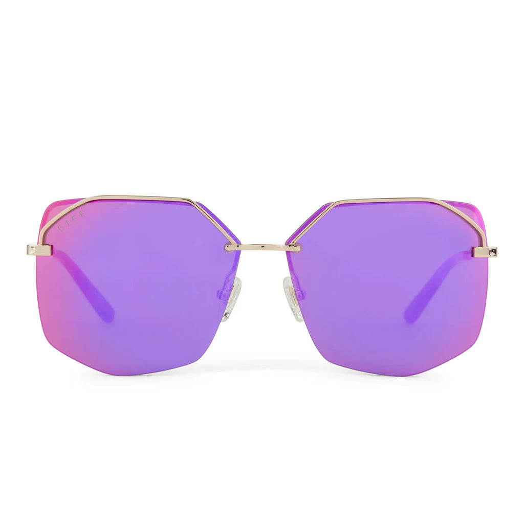 Diff Eyewear Bree Rose Gold Sunglasses Dash Aviator Sunglasses | Rose Gold & Cherry Blossom Mirror  main image 2