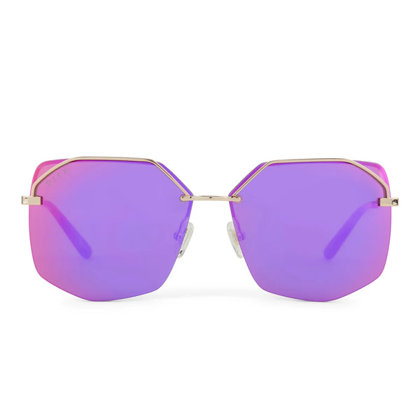 DIFF Bree Pink Mirrored Sunglasses DIFF Eyeware - Bree Gold Pink Rush Mirror Sunglasses – Mi  main image 3