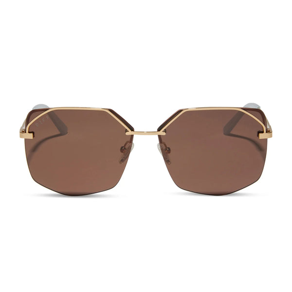 Bree Shiny Gold Brown Polarized Sunglasses