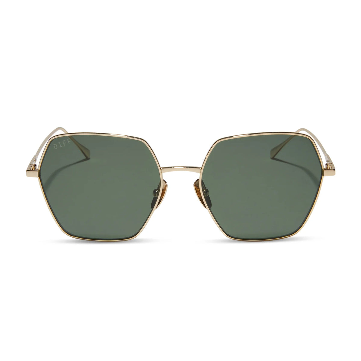 Diff Eyewear Gold and Green Sunglasses Diff Eyewear - Scarlett - Gold Turquoise Ice Mirror  main image 3