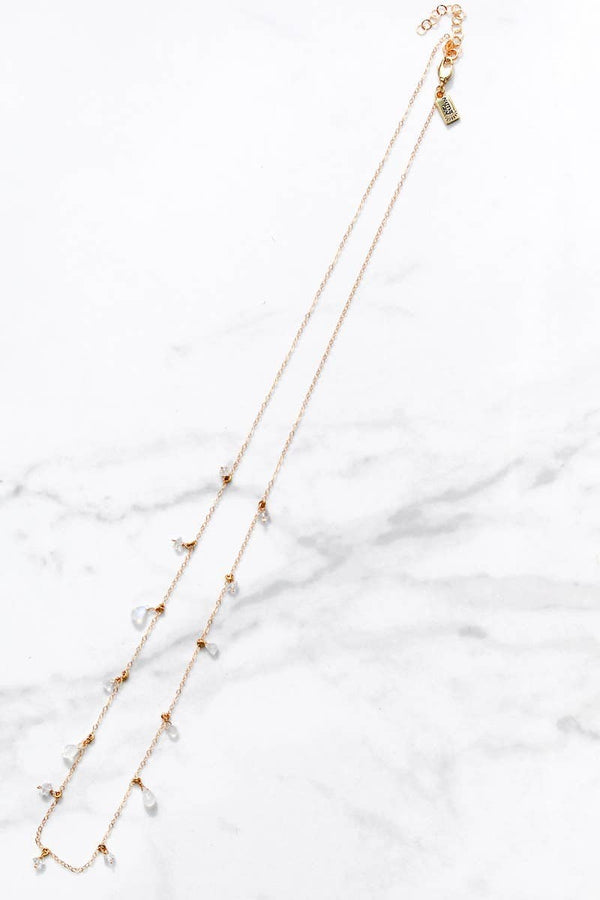 MOONDROPS HERKIMER LONG NECKLACE- 14K GOLDFILL