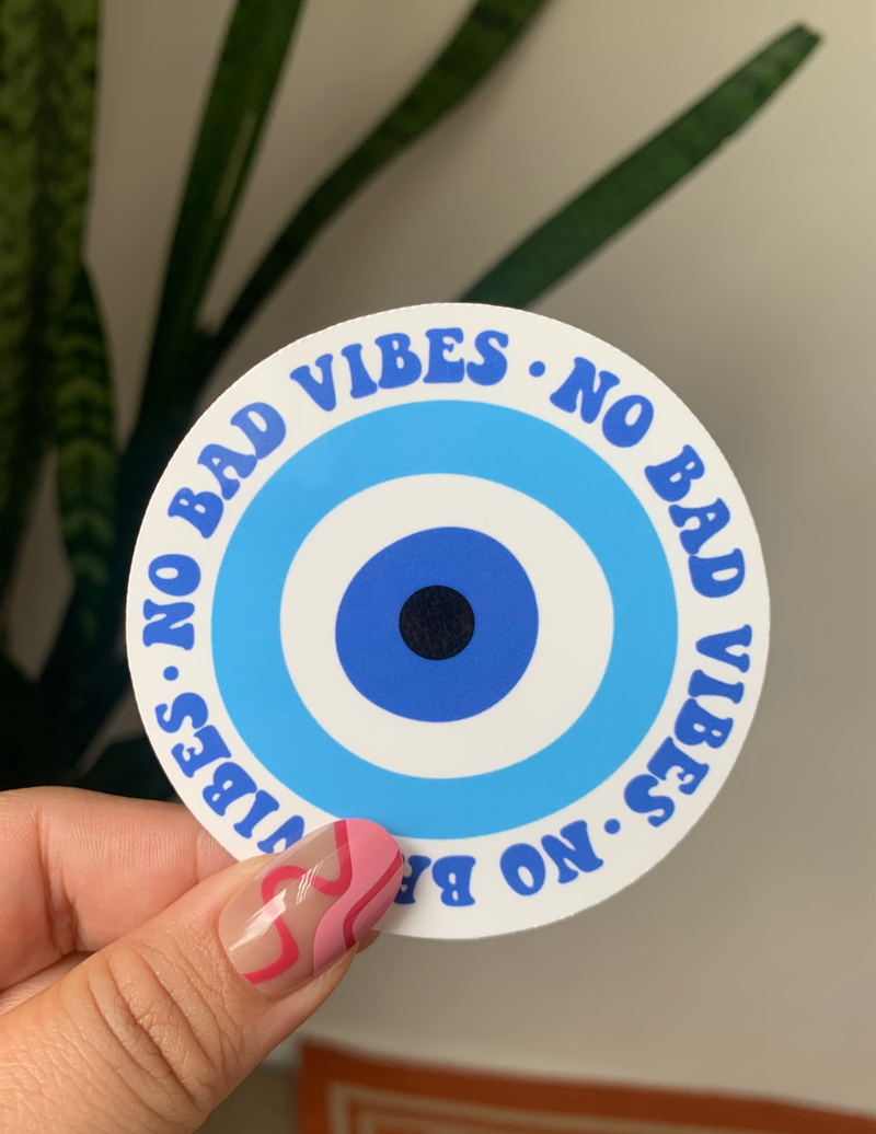 No bad vibes latin sticker, laptop decals