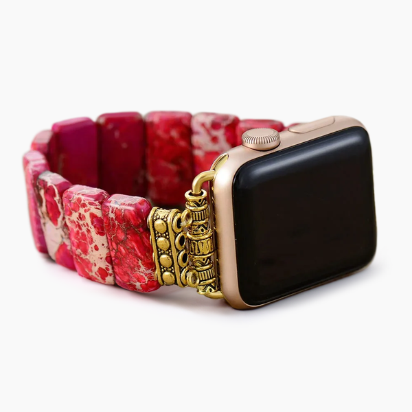 Scarlet Tibetan Jasper Stretch Apple Watch Strap: Large