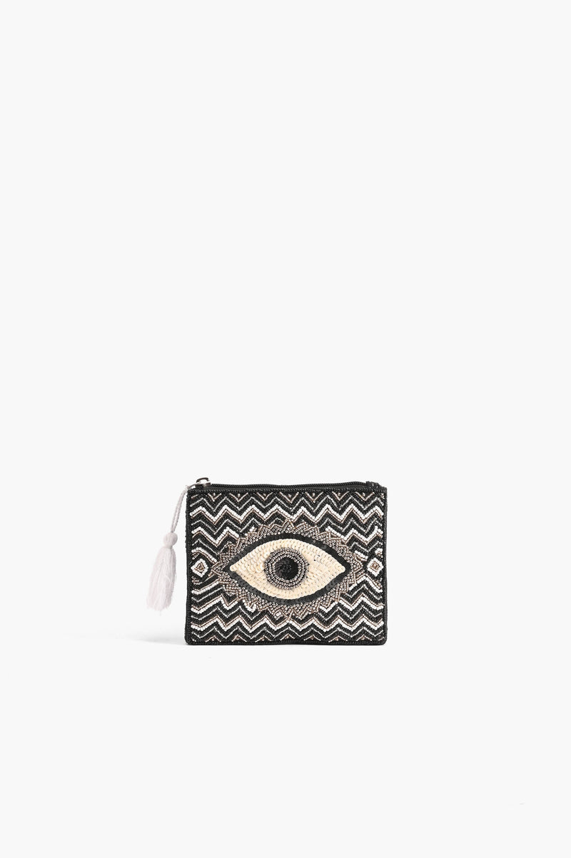 Embellished Evil Eye Coin Bag - Pink