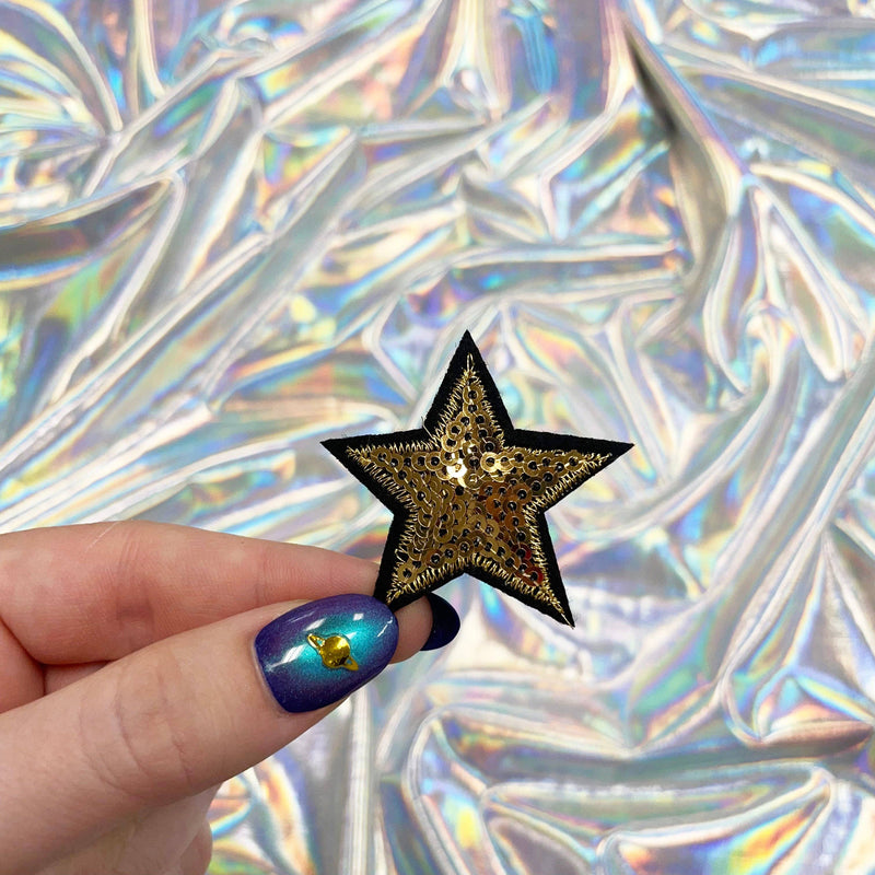 Sequin Star Patch - Small: Black