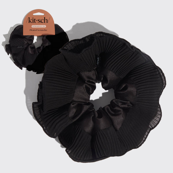 Pleated Scrunchie - Halloween Black