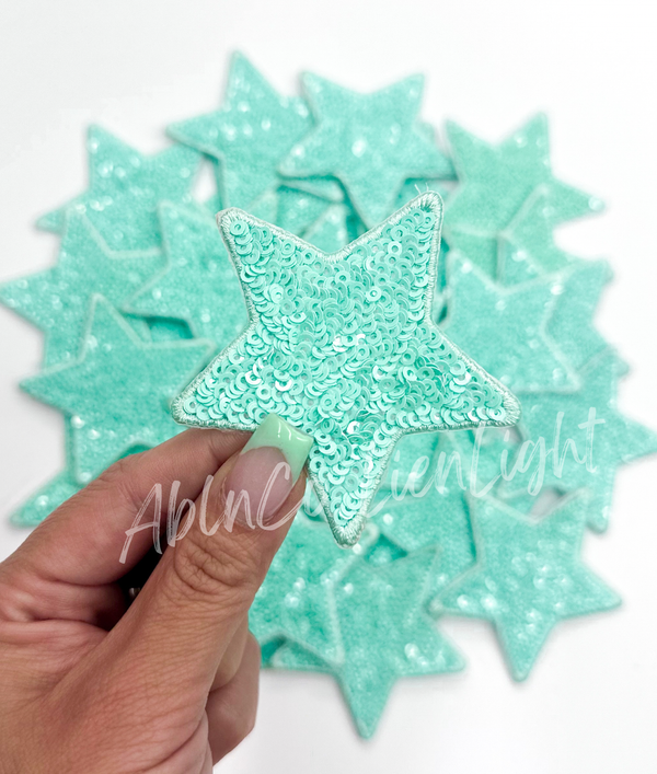 Trucker hat patches turquoise star sequin patch iron on