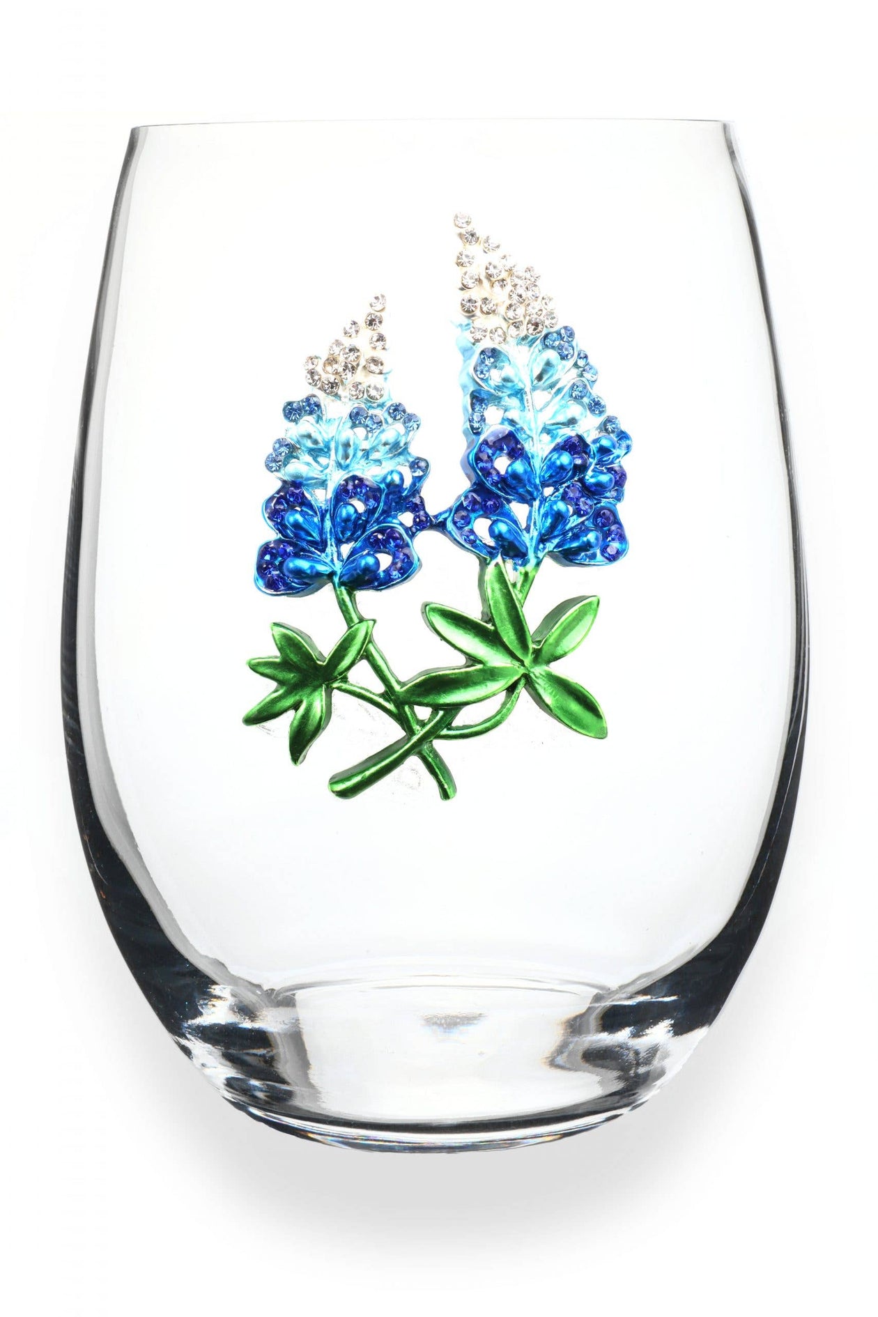 Bluebonnet Jeweled Stemless Wine Glass – Mi Vida Uvalde