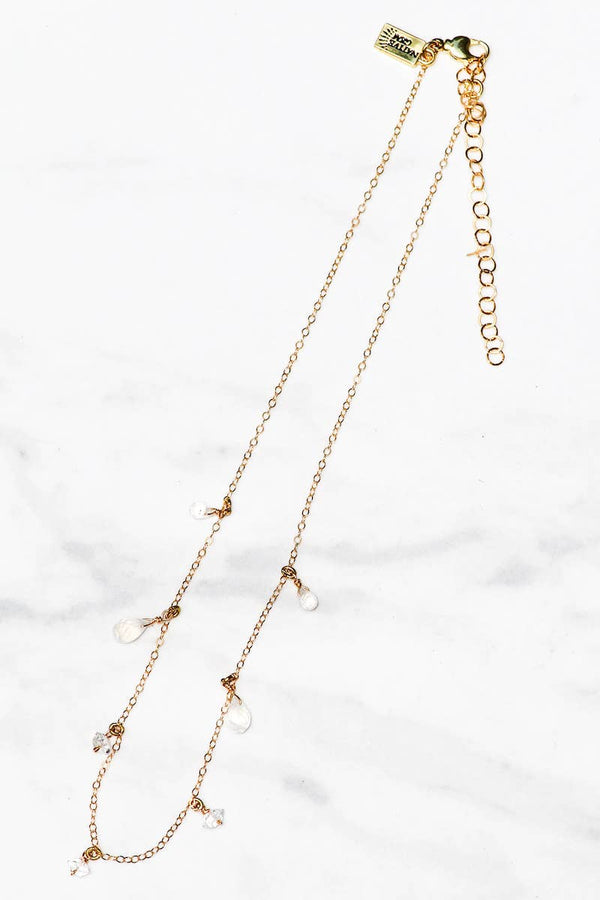 MOONDROPS HERKIMER NECKLACE- 14K GOLDFILL: Sterling Silver