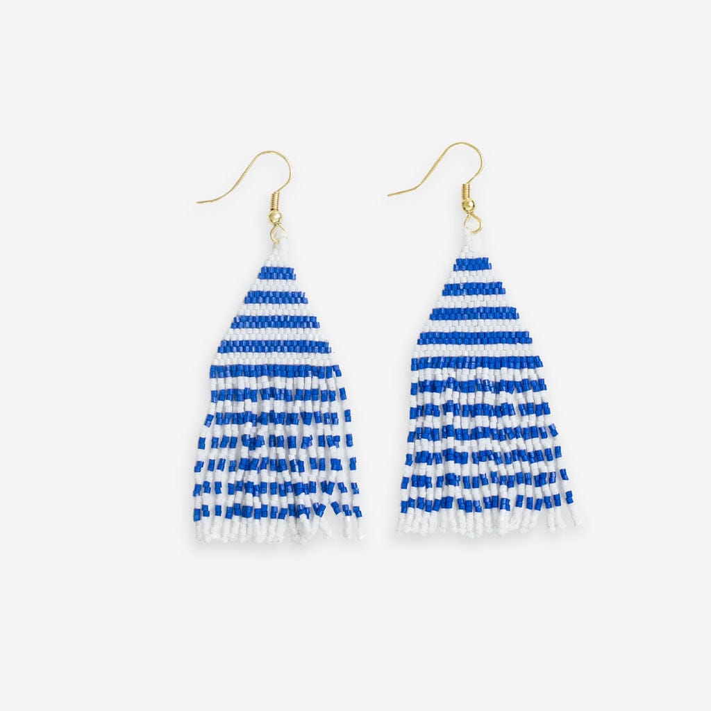 Ink + Alloy - Lexie Horizontal Lines Beaded Fringe Earrings Blue ...