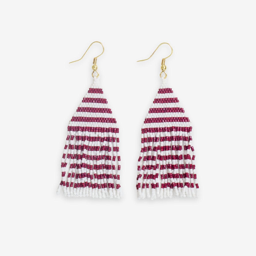 Ink + Alloy - Lexie Horizontal Lines Beaded Fringe Earrings Dark Red ...