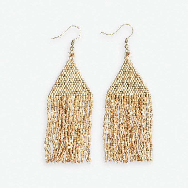 Lexie Solid Beaded Fringe Earrings Gold