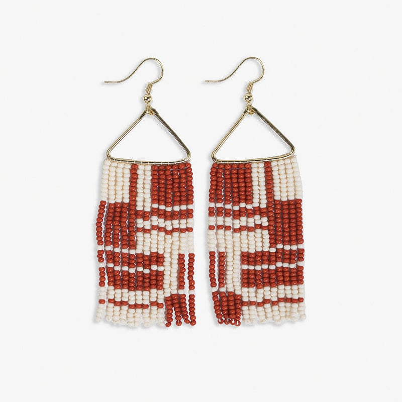 Whiteney Shifting Blocks Beaded Fringe Earrings Burnt Orange