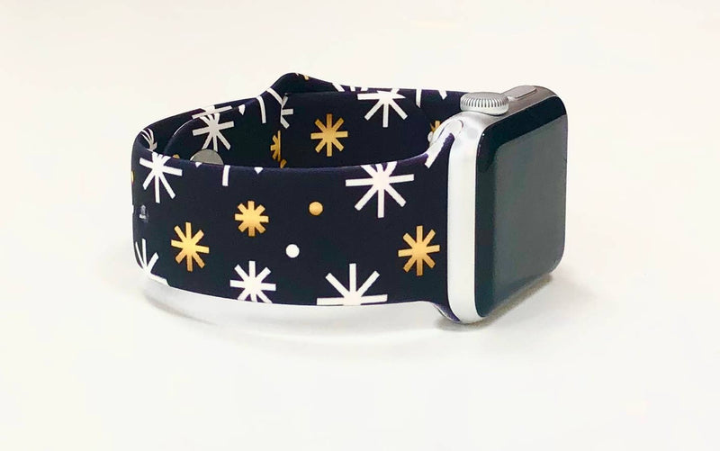 Black and Gold Snowflake Apple Watch Band