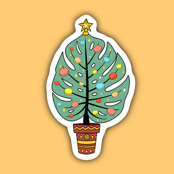 Monstera Christmas Tree Plant Lover Sticker