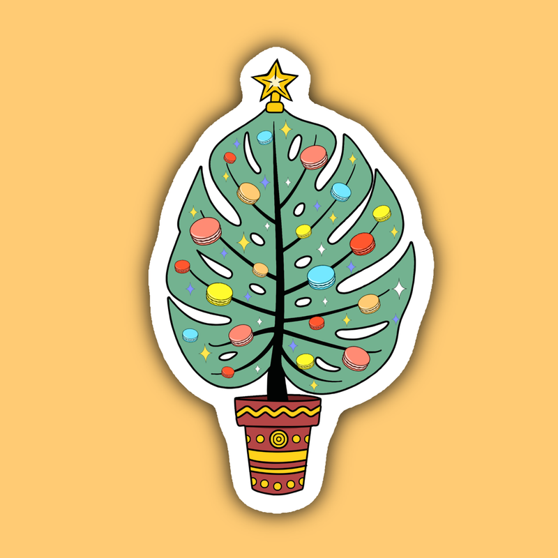 Monstera Christmas Tree Plant Lover Sticker