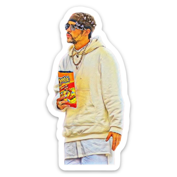 Bad Bunny with Hot Cheetos Sticker