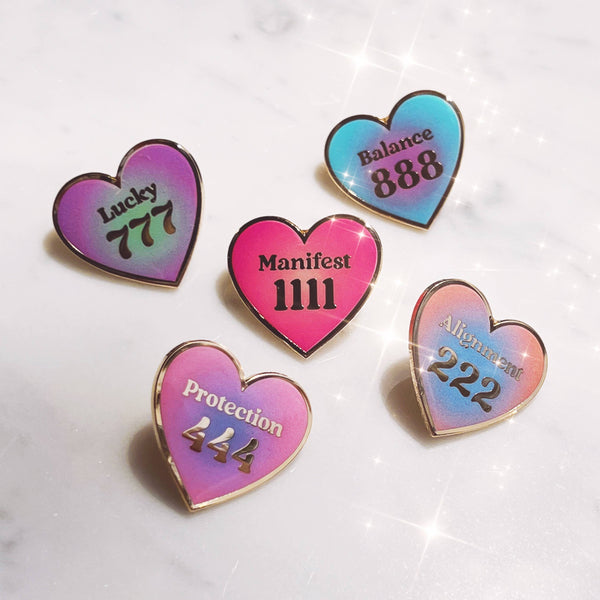 Angel Number Heart Enamel Pin: 777 Lucky