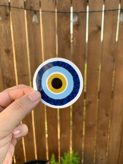 evil eye die cut sticker