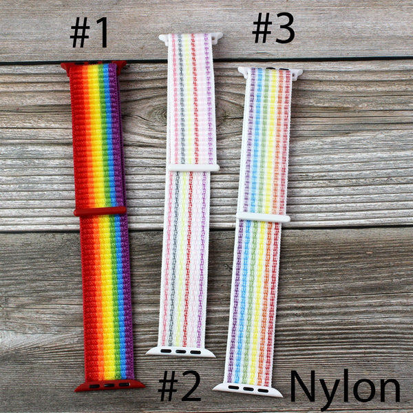 RAINBOW WATCH BAND 42/44/45 #1 NYLON PRIDE RAINBOW