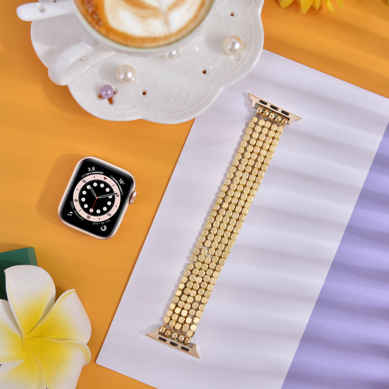 POLISHED BEADED APPLE WATCH BAND 38/40/41 GOLD